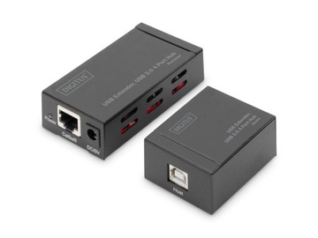 kabel USB 2.0 A-A przedłużacz UTP 50m + hub USB 2.0 4-portowy Digitus