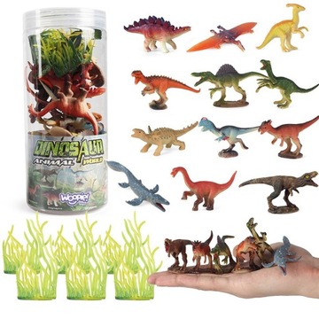 ZESTAW FIGURKI DINOZAURY DUŻE ZWIERZĘTA T-REX POJEMNIK XXL 18 szt. WOOPIE