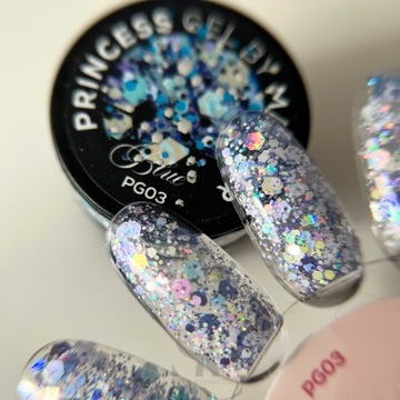 Makear PG03 Princess Gel Blue żel do zdobień paznokci brokatowy 5ml