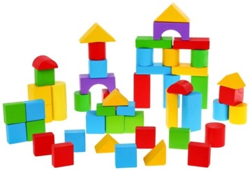 DREWNIANE KLOCKI W WIADERKU + SORTER 50 ELEMENTÓW