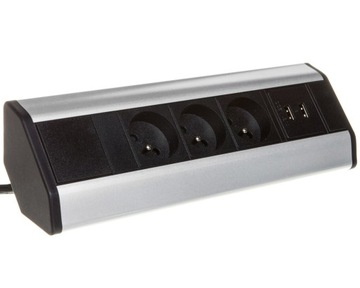 Мебельная розетка 3x2P+Z с USB-кабелем 1,8 м OR-AE-1360
