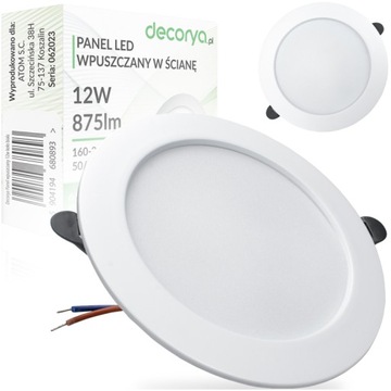 LAMPA OPRAWA PANEL LED WPUSZCZANY PLAFON SUFITOWY PODTYNKOWY 230V 12W