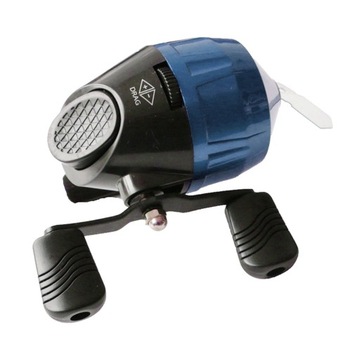 Рыболовная катушка с синей одинарной ручкой, кнопочный дизайн лески