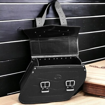 Мотоциклетные кожаные боковые сумки черные 9л