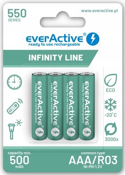 Akumulator niklowo-metalowo-wodorkowy Everactive AAA 550 mAh ZESTAW 4 szt