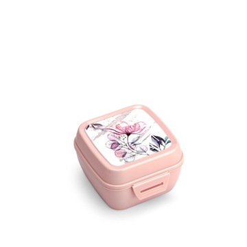 RÓŻOWA ŚNIADANIÓWKA W KWIATY KWADRATOWA LUNCH BOX