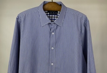 Koszula męska elegancka niebiesko-biała w kratkę NICK GRAHAM r. 2XL