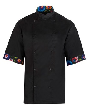Bluza kucharska - kitel czarny + łowicki XL krótki