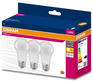 Osram żarówka LED Value 13W = 100W E27 2700K 3 szt