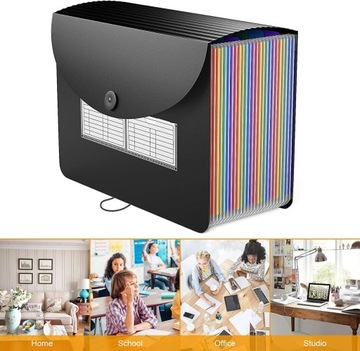 Папка-гармошка для документов формата А4 с 24 отделениями и карманами-органайзерами.