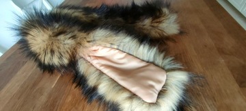 МЕХОВОЙ ШАРФ, РУКАВА ИЗ ВУАЛИ, искусственный мех, воротник из меха енота, унисекс