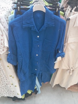 Муслиновый КОМПЛЕКТ, рубашка, свободные брюки, зеленый