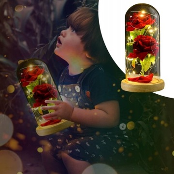 ВЕЧНАЯ СВЕТОДИОДНАЯ РОЗА В СТЕКЛЕ ИДЕЯ ПОДАРКА НА ЖЕНСКИЙ ДЕНЬ СВЕТЯЩАЯСЯ + КОРОБКА