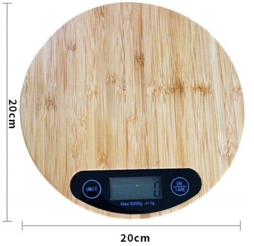 КРУГЛЫЕ ЭЛЕКТРОННЫЕ ЖК-КУХОННЫЕ ВЕСЫ БАМБУК С ФУНКЦИЕЙ ТАРЫ