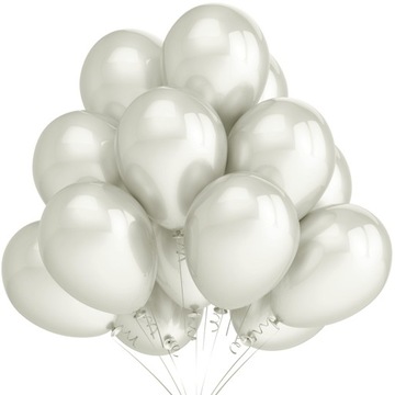 Balony Metaliczne Białe Ślub Urodziny Duże 25szt Zestaw Balonowy Chrzest