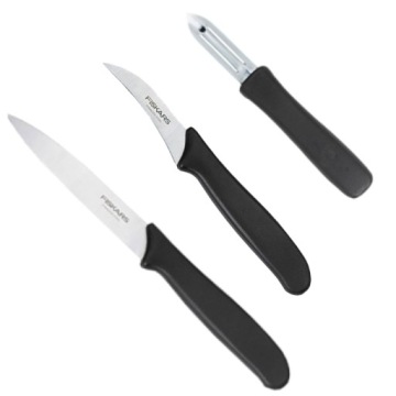 НАБОР ИЗ 2 НОЖЕЙ + СКРЕБОК FISKARS В БЛИСТЕРЕ + ТОЧИЛКА HIT