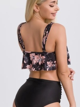 КУПАЛЬНИК БИКИНИ БОХО С ПОДКЛАДКАМИ ТРУСЫ ДЛЯ ПОХУДЕНИЯ С ВЫСОКОЙ ПОСАДКОЙ / M