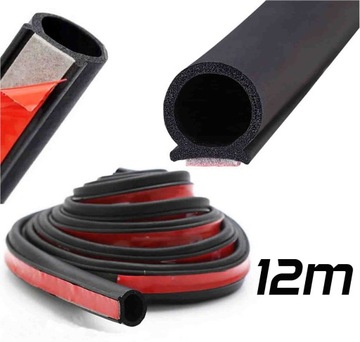 USZCZELKA DO DRZWI OKNA 12x12mm UNIWERSALNA SAMOPRZYLEPNA CZARNA TYP O 12m