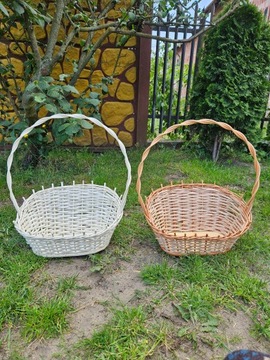 Плетеная ПОДАРОЧНАЯ КОРЗИНА на свадьбу (размер М) грязно-белая