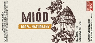 10 sztuk etykiety naklejki 130x60__Miód 100 procent NATURALNY