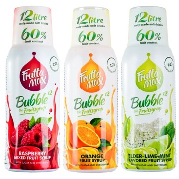 Syrop do saturatora koncentrat Fruttamax 3 x 500ml MALINA POMARAŃCZA BEZ