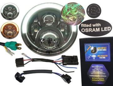 lampa LED DRL chipy OSRAM 7 cali reflektor czarny