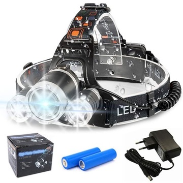 LATARKA CZOŁOWA 3xLED T6 CZOŁÓWKA LAMPKA NA CZOŁO 3xLED T6