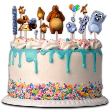 ТОПЕРЫ ДЛЯ ТОРТА «ГРИЗЗИ И ЛЕМИНГИ», КЕКСЫ «ХАРАКТЕР», 10 шт.