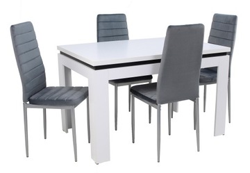 Stół rozkładany 80x120/160 Biały 4 krzesła WELUR