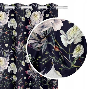 ZASŁONY PEONY 140x160 KWIATY KÓŁKA PRZELOTKI