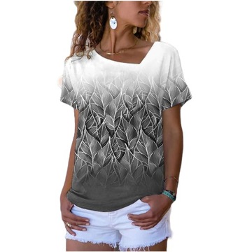 ELEGANCKA BLUZKA DAMSKA NADRUK DRZEWO LIŚCIE, XL