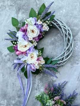 ЦВЕТОЧНАЯ ГИРЛЯНДА ДЛЯ ДВЕРИ ВЕСЕННИЙ ПЛЕТЕНЫЙ ВЕНОК БЕЛАЯ РОЗА