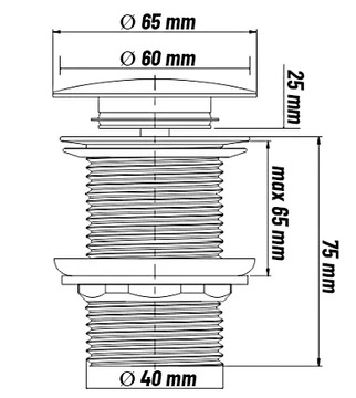 ПРОБКА CLICK-CLACK ДЛЯ УМЫВАЛЬНИКОВ, ЛАТУНЬ, УМЫВАЛЬНИК, БЕЗ ПЕРЕЛИВА, ХРОМ, 1 1/4