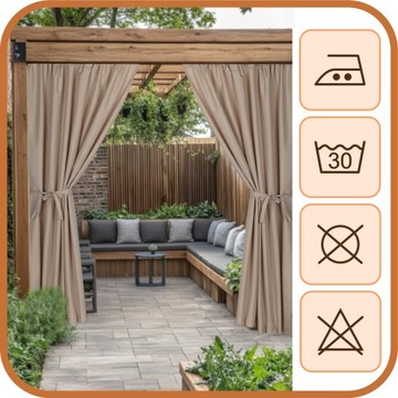 ZASŁONA TARASOWA OGRODOWA ZASŁONY TARASOWE OGRODOWE T 155x290 jasnobeżowa