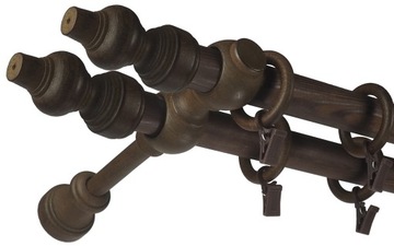 Деревянный карниз fi 28 двойной 4,0 м 400 см Цвет концовок на выбор