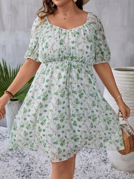 SUKIENKA LETNIA BOHO W KWIATY ROZKLOSZOWANA MINI CASUAL SHEIN XXL 44