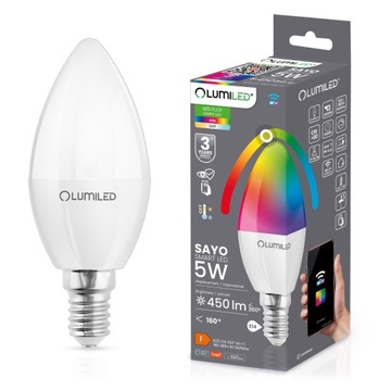 ŻARÓWKA LED E14 5W RGB CCT + BIAŁY WIFI TUYA SMART INTELIGENTNA APLIKACJA