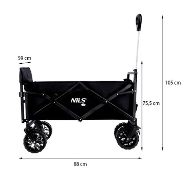WÓZEK OGRODOWY PLAŻOWY TURYSTYCZNY KEMPINGOWY SKŁADANY Z UCHWYTEM 160l