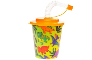 Kubek plastikowy z rurką i wieczkiem -