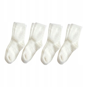 4 пары женских носков Теплые, толстые, модные осенне-зимние плюшевые носки, белые