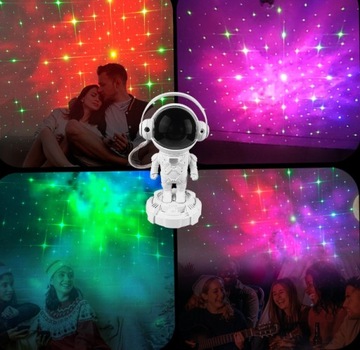 PROJEKTOR GWIAZD NIEBA RZUTNIK LED LAMPKA NOCNA ASTRONAUTA Z GŁOŚNIKIEM
