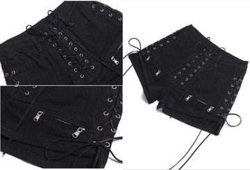 Casual Fashion Black Denim Lace Up Zipper Skinny H