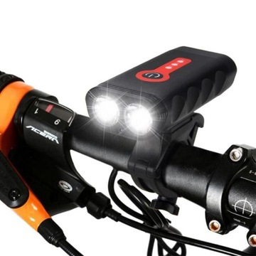 LAMPKA ROWEROWA LED PRZÓD 1800 LUMENÓW MOCNA + TYŁ