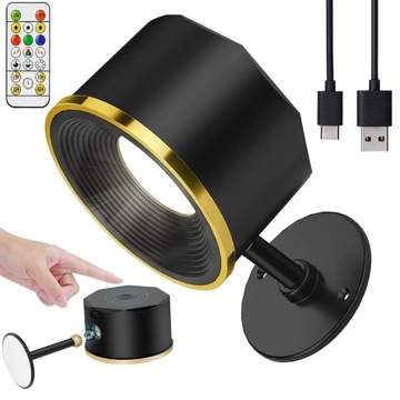 LAMPA ŚCIENNA KINKIET BEZPRZEWODOWA DOTYKOWE MAGNETYCZNA WEWNĘTRZNA RGB USB