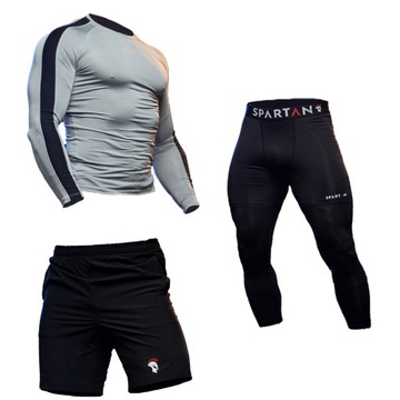 ODZIEŻ KOSZULKA SPODNIE SPODENKI Termoaktywna SPORTOWA TRENINGOWA MĘSKA 3w1