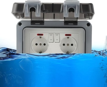 Двойной гнездо IP66 Садовый Внешний водонепроницаемый 230 В сокет