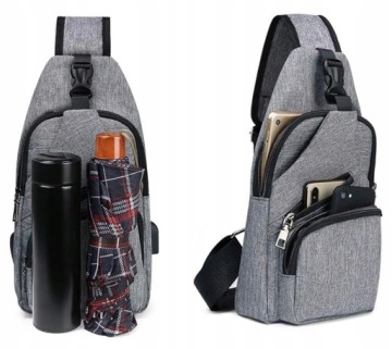 СУМКА НА ПЛЕЧО, СУМКА НА ГРУДЬ С ПОРТОМ USB ПУТЕШЕСТВИЯ ЛЕГКИЙ