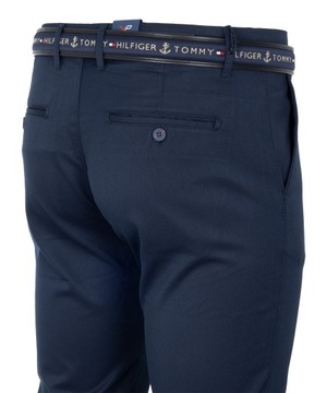 SPODNIE MATERIAŁOWE CHINOSY GRANAT PROSTE W33 88cm