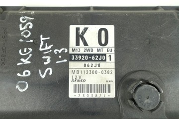 JEDNOTKA MOTORU SUZUKI SWIFT 6 VI MK6 1.3 16V 33920-62J0 K0 MB112300-0382