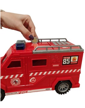 СЕЙФ-КОПИЛКА БОЛЬШАЯ ДЛЯ ПОДАРКА МОНЕТЫ БАНКНОТЫ ПОЖАРНАЯ МАРКА АВТО КАТУШКА